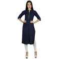 thumbnail image 2 of Bimba Kurta Kurti Tendance en Coton pour Femmes Tunique à Manches 3/4 avec Poches Blouse, 2 of 9