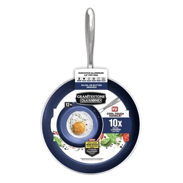 Granitestone 12" Fry Pan Open Skillet with Stay Cool Stainless Steel Handle, Oven & Dishwasher Safe 100% PFOA Free Nonstick Fry Pan