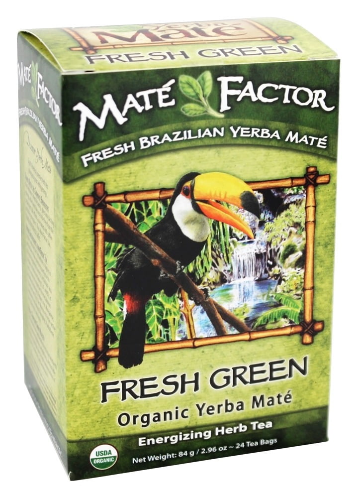 Mate Factor - Organic Yerba Mate Energizing Herb Tea Fresh Green - 24 Tea Bags
