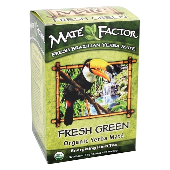 Mate Factor - Organic Yerba Mate Energizing Herb Tea Fresh Green - 24 Tea Bags