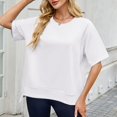 thumbnail image 4 of T-shirts à Manches Courtes pour Femmes Été Col Rond Décontracté Mode T-Shirt Basique Vêtements Mignons Tenues Tendance, 4 of 6