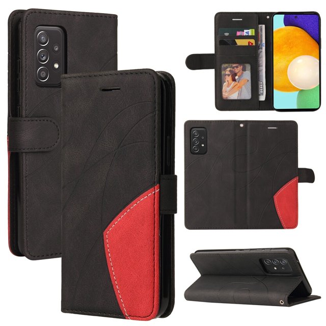 Case for Samsung Galaxy A52 5G Leather Wallet Book Flip Folio Stand View Cover - Black