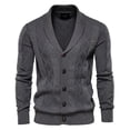 thumbnail image 1 of Mikilon Men's Sweater Cardigan Solid Color Lapel Long-Sleeved Knitted Jacket, 1 of 3