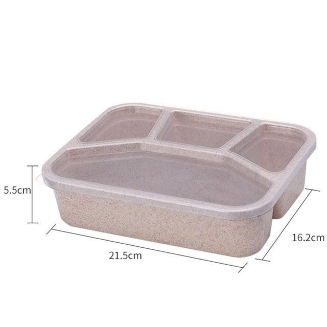 RYRDWP Lunch Box Reusable 4-Compartment Plastic Divided Food Storage Container Boxes