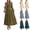 Style1-Army Green dresses for women, variant on Mceream Women's Boho Tiered Maxi Dress – Long Sleeve V-Neck Pleated Dress with Elastic Waist, Perfect for Summer, Beach, Vacation & Casual Outings In Olive, Beige, Blue & Navy Light Blue L