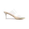 thumbnail image 3 of BLISSFUL STEP Women's Clear Slide Stiletto Heels Open Toe Slip On Sandals Gold 8, 3 of 7
