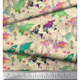thumbnail image 3 of Soimoi White Rayon Fabric Stamp & World Map Decor Fabric Printed Yard 56 Inch Wide, 3 of 5