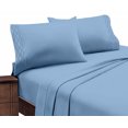 thumbnail image 1 of Hotel Luxurious, 1800 Series Super Soft Embroidery 4 PC Sheet Set (Full, Blue), 1 of 4