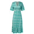 thumbnail image 4 of JIRNDf Robes Maxi d'Été pour Femmes Tendance à Imprimé Floral, par-Dessus, Col en V, Sans Manches, Robes d'Été pour Femmes, Robe Bohème Bleu P, 4 of 9