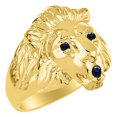 thumbnail image 3 of RYLOS Gold Plated Silver Lion Head Ring Color Stone Birthstones Eyes and Mouth Fun Designer Rings Sapphire Jewelry Size 13, 3 of 8