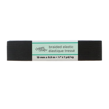UNIQUE CREATIV Black Braided Elastic, 19 mm (0.75 in), 9 m (9.84 yd)