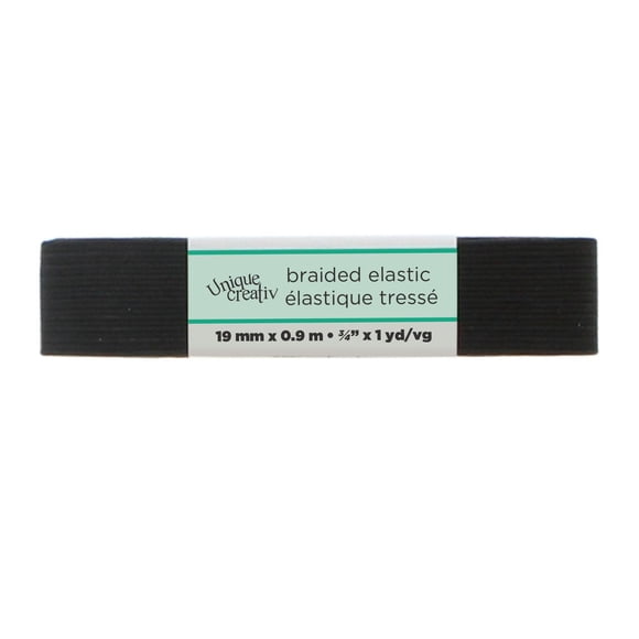 UNIQUE CREATIV noir Braided Elastic, 19 mm (0.75 in), 9 m (9.84 yd)