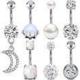 thumbnail image 1 of Briana Williams Belly Button Rings Surgical Steel Belly Rings Opal Pearl Diamond Navel Rings, 1 of 4