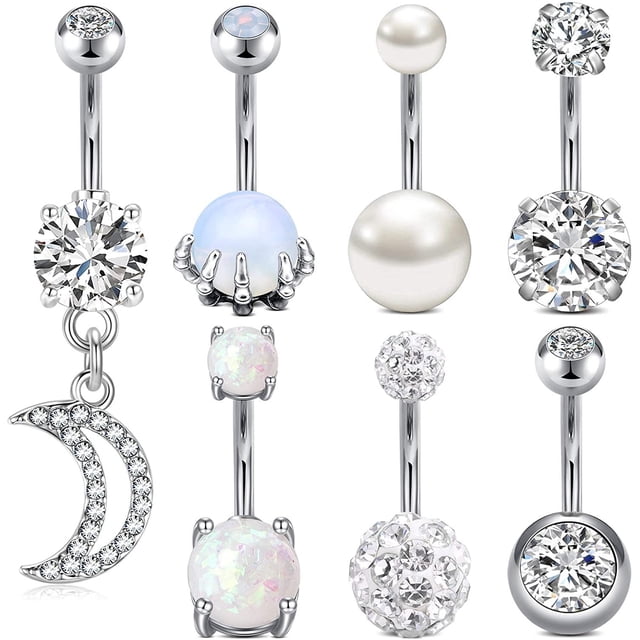 Briana Williams Belly Button Rings Surgical Steel Belly Rings Opal Pearl Diamond Navel Rings