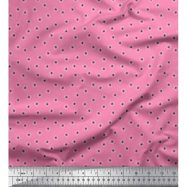 Soimoi Poly Georgette Fabric Cosmos Floral Printed Fabric 1 Yard 42 Inch Wide
