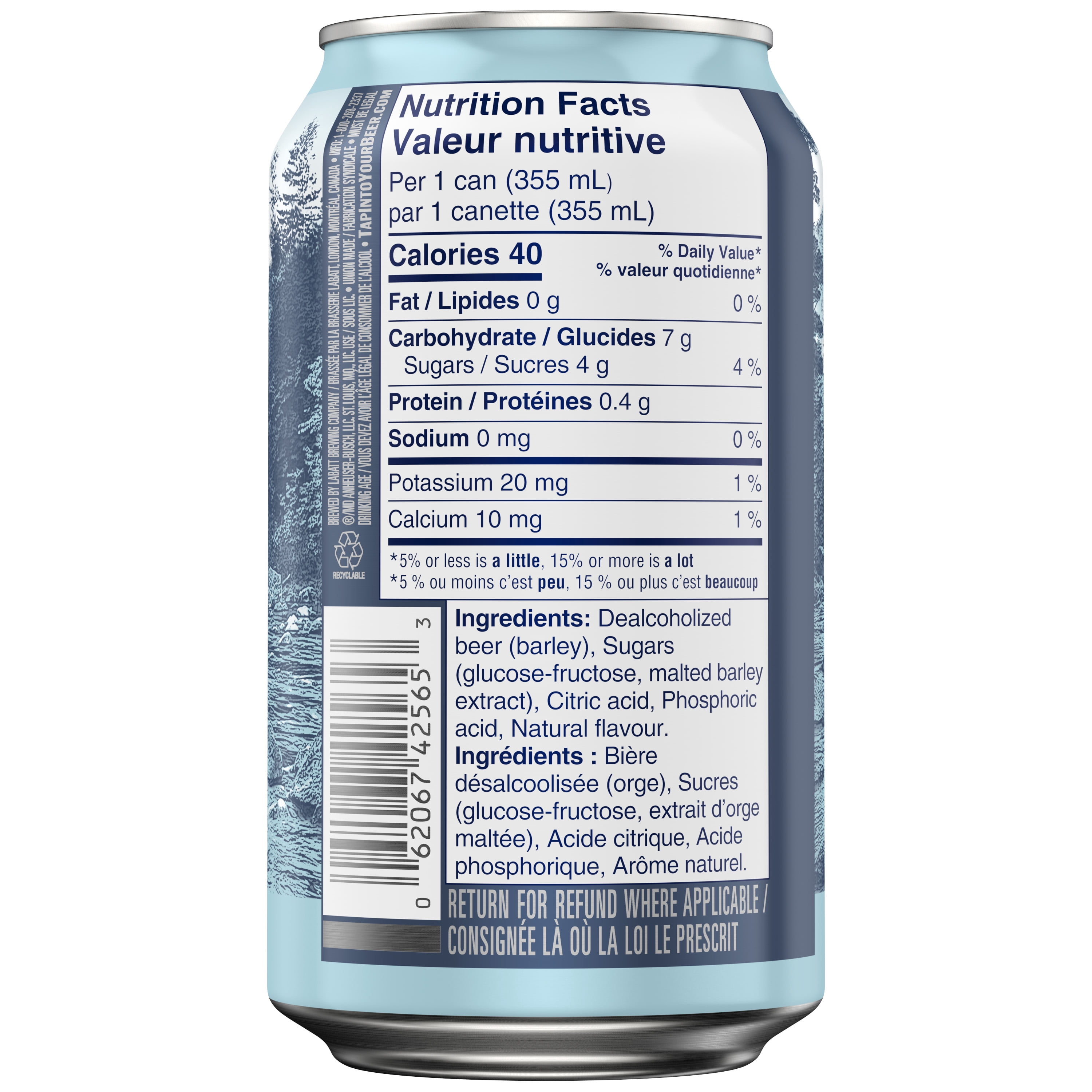Busch De-alcoholized Beer, 355mL Cans, Smooth Taste, 0.4% Alcoholic Beer