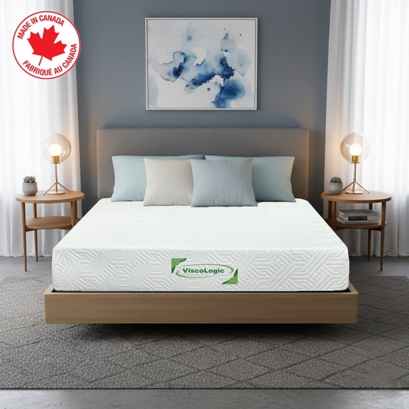 ViscoLogic Matelas Simple de 6 Pouces Fabriqué au Canada en Mousse de Qualité Supérieure Soulageant la Pression, Fermeté Moyenne, Parfait pour Adultes, Enfants, Lit Superposé CertiPUR-US®