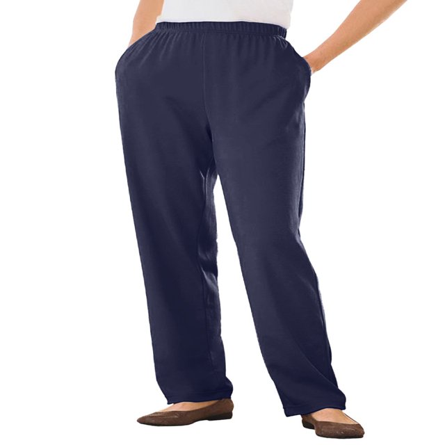 CHOK Plus Size 7-Day Knit Straight Leg Pant Stretch Elastic Waist Petite & Tall - 3X Navy