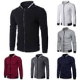 thumbnail image 3 of Liyamei Men's Fall/winter Stand-up Collar Solid Color Plaid Zipper Sweater Baseball Uniform Sports Suit, 3 of 4