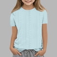 thumbnail image 2 of Plebaso Chemises à Oeillets pour Filles, Manches Courtes, Col Ras du Cou, Blouse Ajourée, Hauts d'Été Décontractés pour Enfants 3-12 Ans, 2 of 4
