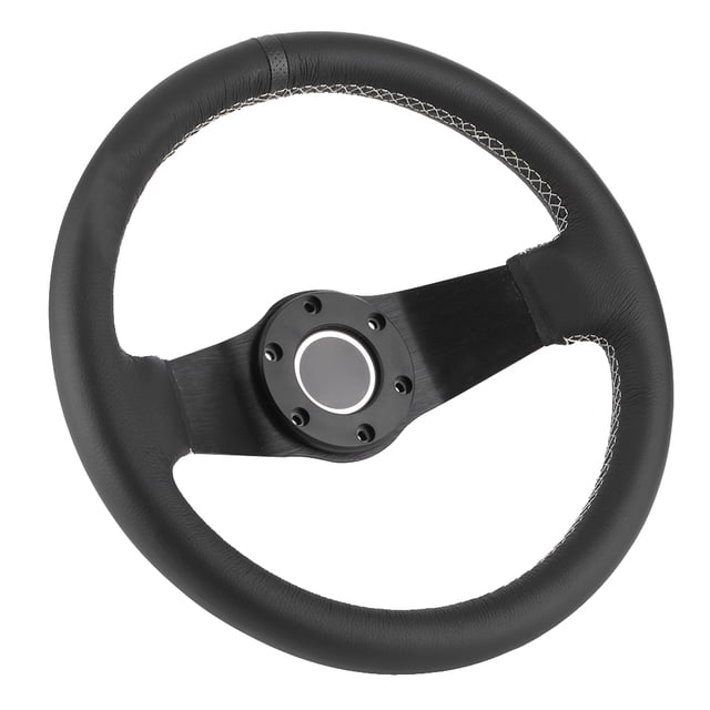 Volant de Course Volant de Course Volant en Cuir Volant de Remplacement Accessoire Modifié pour Voiture 320 Mm/13 Po pour Style 6 - Demi-Bac Volant de Course en Cuir Noir