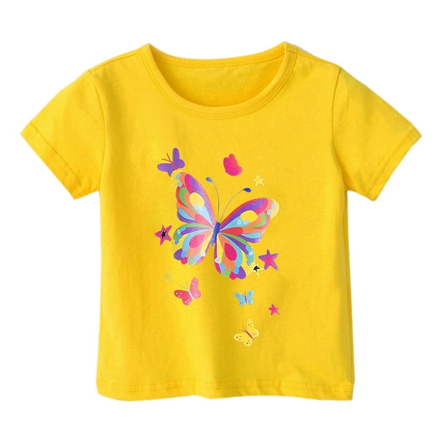 TZEWGL Hauts pour Tout-Petits Imprimé Graphique Col Rond Manches Courtes Amples Vêtements pour Bébés Taille 6-7T