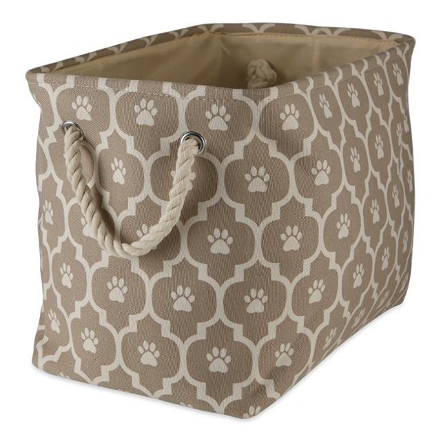 Design Imports CAMZ12546 Bac à Litière pour Animaux en Polyester à Motif Patte en Treillis & Pierre - Moyen