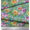 thumbnail image 3 of Soimoi Poly Georgette Fabric Leaves & Buttercup Floral Fabric Prints By Yard 42 Inch Wide, 3 of 3