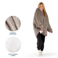 thumbnail image 2 of Bare Home Plush Sherpa Wearable Blanket - Fluffy & Soft - Lightweight - Adult, Taupe, 2 of 7