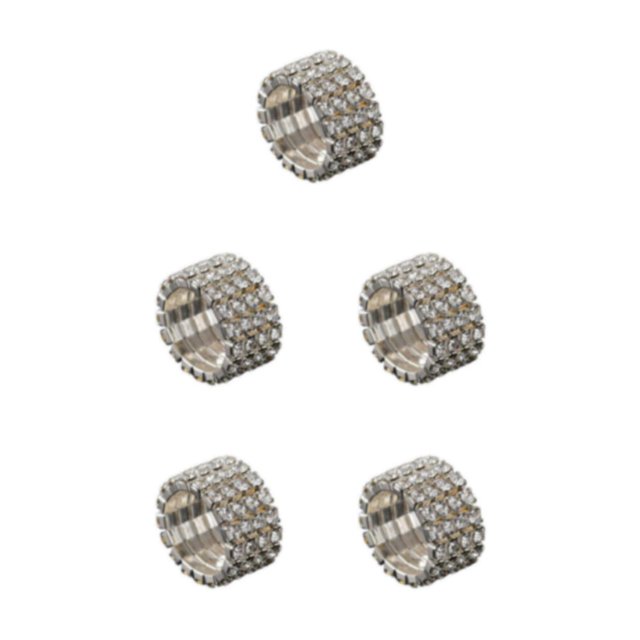 Maytalsory Bague en Cristal Extensible de Luxe Unique pour Déclaration d'Amour Bague Incrustée à la Mode Argent 4 Rangées 5Ensemble