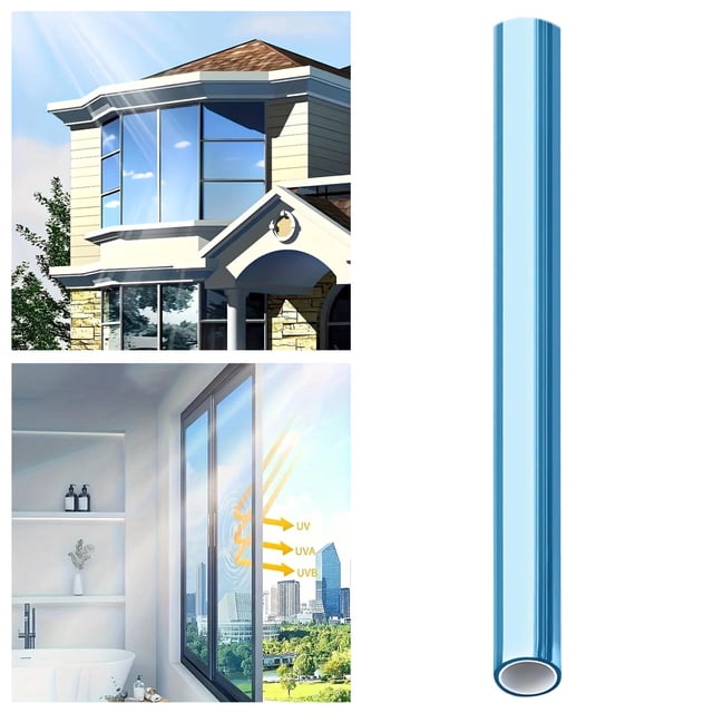 One Way Privacy Window Film Sun Blocking Reflective Heat Control UV Protection for Home Office Easy Install No Glue Cling Static Adhesive Daytime Mirror Effect