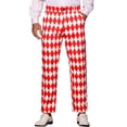 thumbnail image 1 of INSPIRE CHIC Pantalon Imprimé Argyle pour Homme Coupe Régulière devant Plat Pantalon Habillé 38 Rouge Blanc, 1 of 5