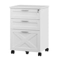 thumbnail image 1 of 3-Drawer Wooden Filing Cabinet with Lock – Mobile Under Desk File Organizer – Sturdy Wood, Fits Letter/A4/Legal Size – Rolling Storage Cabinet with Wheels – White Color, 1 of 8