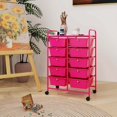 thumbnail image 2 of Costway 10-Drawer Storage Cart Utility Rolling Trolley Kitchen Organizer Hot Pink, 2 of 9
