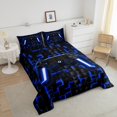 thumbnail image 4 of YST Gamer Comforter Set Teen Boys Full Bedding, Navy Blue Buffalo, Black Reversible, 4 of 7