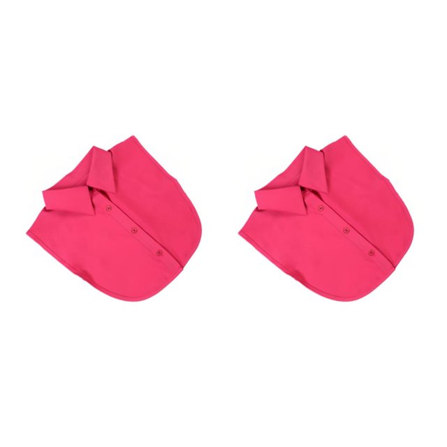 QualitChoice Simple Design Solid Color False Collar Formal Fashion Chiffon Fake Half Shirt Decorative Detachable Lapel Clothing Decor Rose Red Point 2PCS