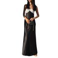 thumbnail image 1 of Wangsaura Robe Longue pour Femmes, Robe Sans Manches à Bretelles Spaghetti avec Nœud Contrasté, 1 of 6