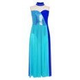 thumbnail image 2 of Jizyo Robe de Danse Sans Manches pour Filles à Sequins Color Block Costume de Danse Lyrique Tenues de Ballerine Bleu 12, 2 of 7