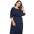 thumbnail image 4 of U.Vomade Women's Summer Plus Size Dress Solid Color Short Sleeve Round Neck Casual Dress, 4 of 7