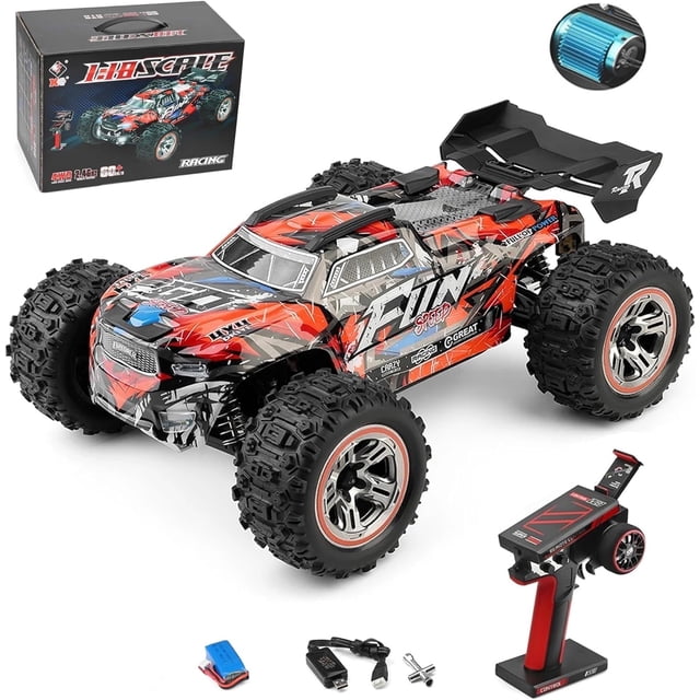 Bruce&Shark RC Car WLtoys 184008 Brushless for Adults Kids, 37MPH High Speed Remote Control Car, 4WD 1:18 Scale All Terrain Off Road RC Truck, 2.4GHz RC Racing Car with Batteries