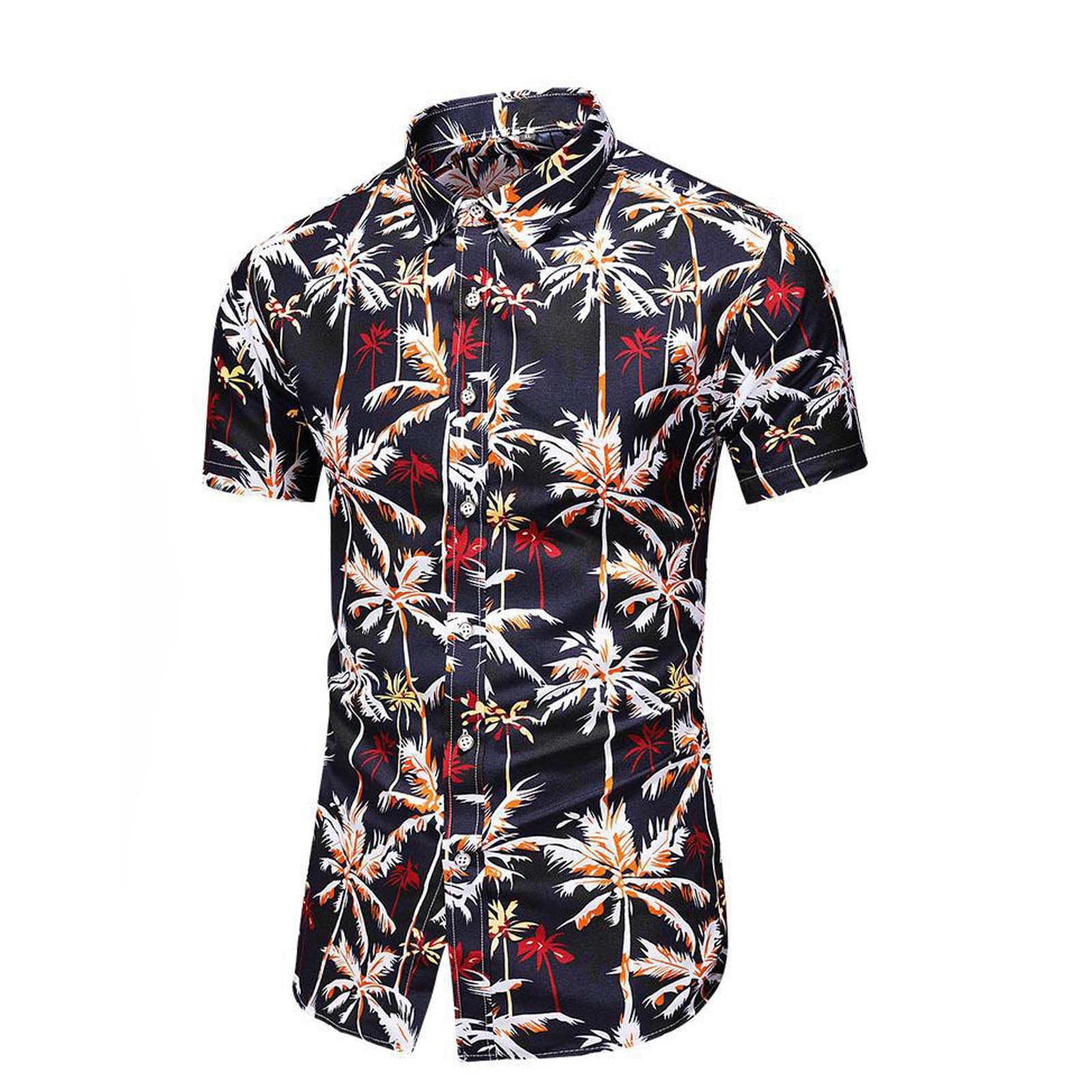 Chemises Décontractées pour Hommes à Boutons, Imprimé Tropical, Blouse à Col Rabattu, Été, Plage, Hawaïennes, Manches Courtes pour Hommes