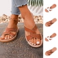 thumbnail image 1 of Jovati Summer Slippers for Women, Plus-Size Cross-Strap Flat Beach Shoes with Non-Slip Sole, PU Material, Breathable Lining, Comfortable Arch Support, Wide Width Fit, 1 of 10
