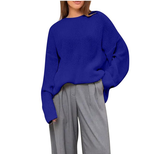 Yuyuzo Chandails pour Femmes Col Rond Manches Longues Tricoté Chandail Décontracté Confortable Vêtements d'Automne