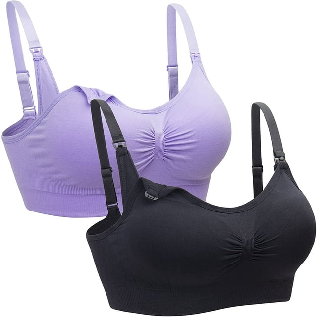 MesaSe Soutien-Gorge d'Allaitement Sans Coutures pour Femmes, à Clipser, pour le Sommeil, Maternité, Lot de 2