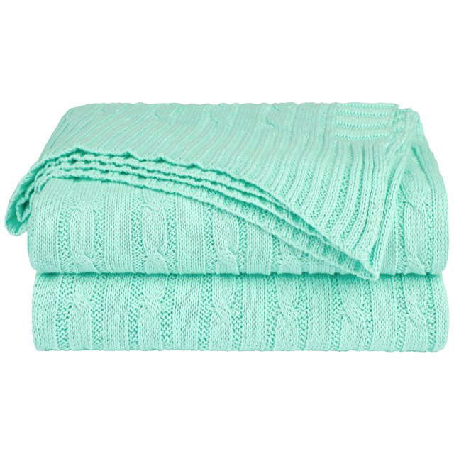 Unique Bargains Cotton Blanket Decorative Cable Knitted Throw Soft Knit Blankets