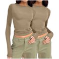 thumbnail image 2 of Birdeem T-Shirts à Manches Longues pour Femmes Mode Décontractée Col Rond Couleur Unie T-Shirt à Manches Longues Chandail Tops Manches 3/4 T-Shirts pour Femmes, 2 of 4