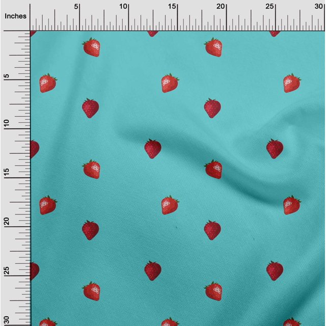 oneOone Georgette Viscose Fabric Strawberry Fruit Fabric Prints by Yard 42 Inch Wide