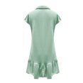 thumbnail image 5 of Liquidation d'Été 2025! Robe Grande Taille pour Femmes, Liquidation d'Été pour Femmes, Robe Décontractée Unie à Manches Courtes Demi-Fermeture à Glissière avec Col à Revers, 5 of 5