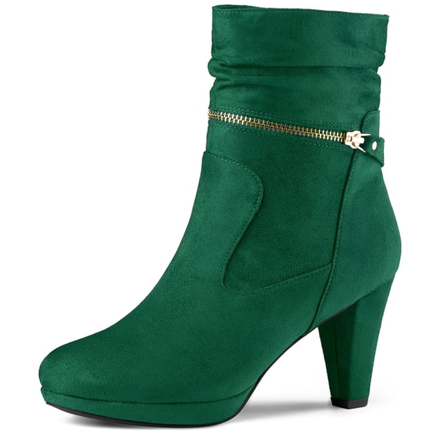 Unique Bargains Women's Ankle Zip Platform High Heel Boots