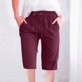 thumbnail image 2 of Timegard Womens Plus Size Shorts Elastic Waisted Drawstring Lightweight Casual Knee Length Shorts with Pockets, 2 of 5